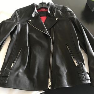 Women’s leather motorcycle jacket